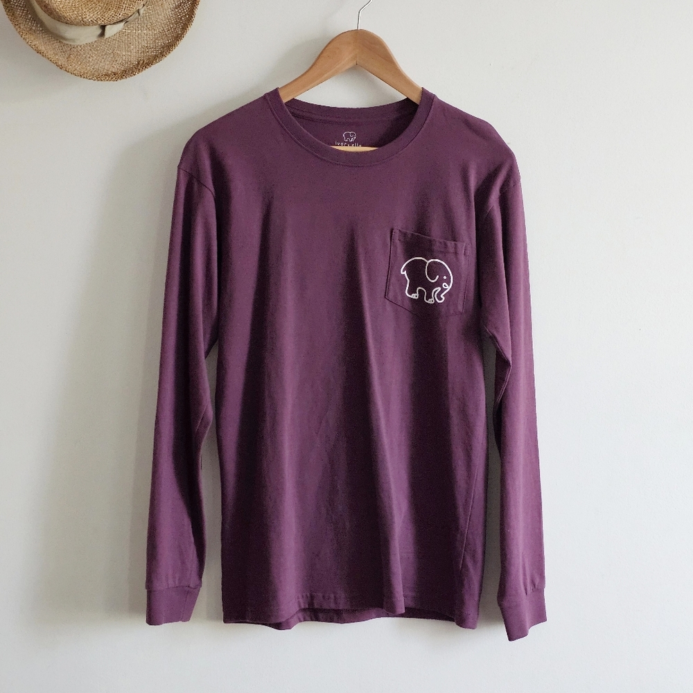 Ivory Ella Long Sleeve Graphic Tee Sz Small Purple Paisley Elephant Back Graphic